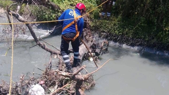 Familia cae a canal de aguas negras; mueren 2, rescatan a joven y buscan a menor de 8 años