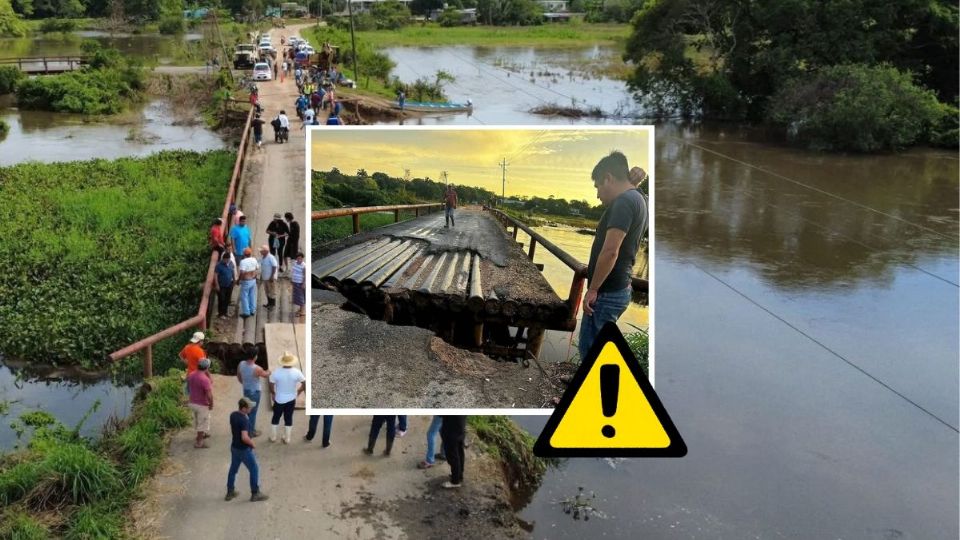 Colapsa puente en Texistepec tras lluvias por Onda Tropical 20; no hay paso a estas localidades