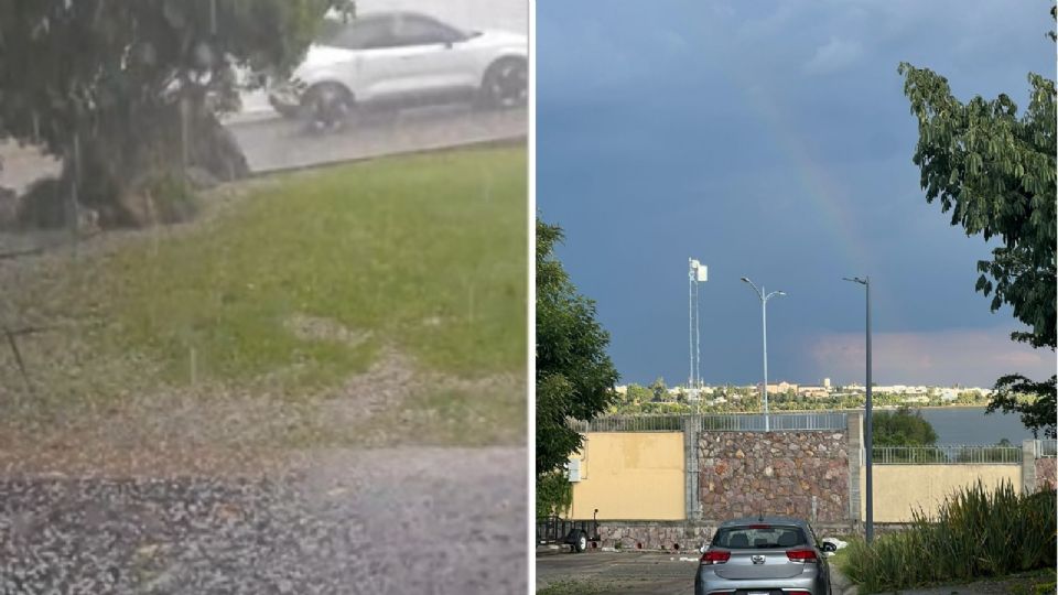 Después de la caida de granizo ayer en León, apareció un arcoiris.