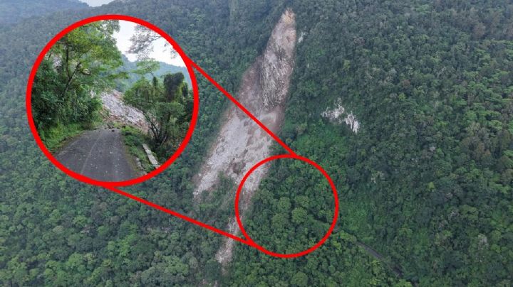 Se desgaja cerro en Pisaflores; conductores casi quedan atrapados entre escombros | VIDEOS