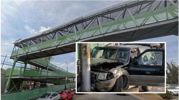 Chocan camioneta contra puente del Tuzobús y la abandonan; esto se sabe