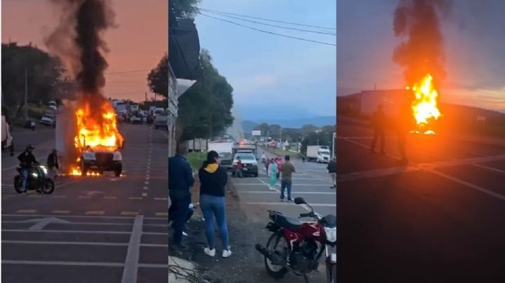 Queman camión comercial en Tocumbo, para exigir aparición de tres jóvenes en Chilchota