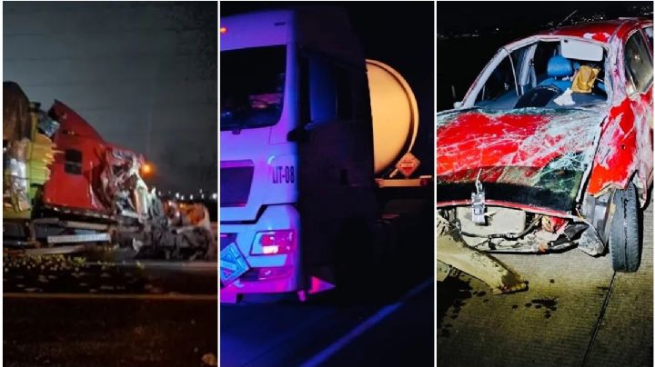 Chocan dos camiones contra un Pontiac Matiz en la México-Tuxpan