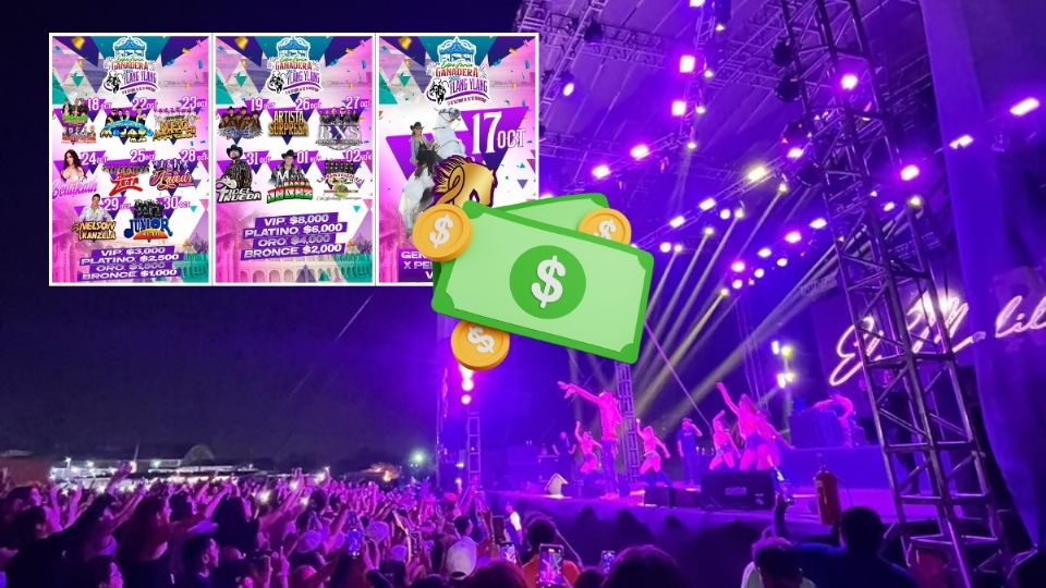 Costo de meses y gradas para los 16 conciertos de la Expo Feria Ganadera Ylang Ylang 2025 de Boca del Río