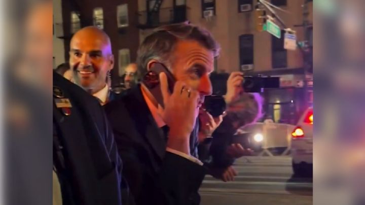 El video de la detención del auto de Emmanuel Macron al dirigirse a la ONU