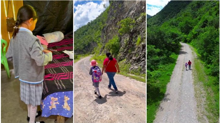 Yareli camina 16 kilómetros diarios en la Huasteca para ir a la primaria