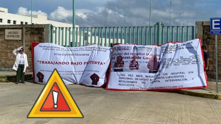 Personal del Hospital Materno Infantil de Coatzacoalcos se manifiestan por falta de pagos