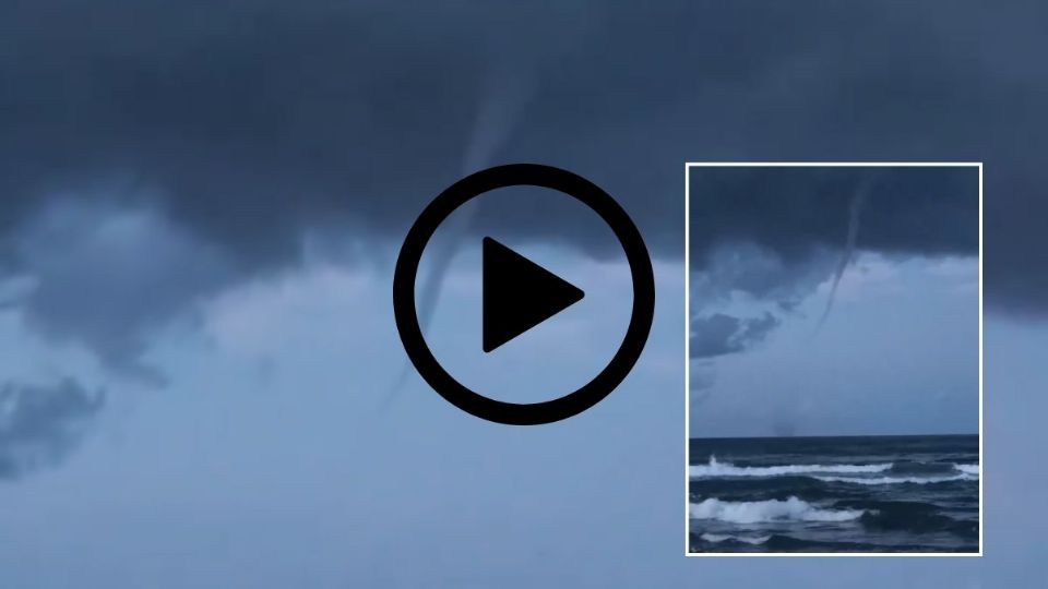 VIDEO: Se forma tromba en playa de Tecolutla, Veracruz