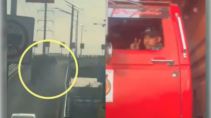 ¡Se voló la plumilla! Camión de carga se sube al segundo piso de Periférico en Naucalpan | VIDEO