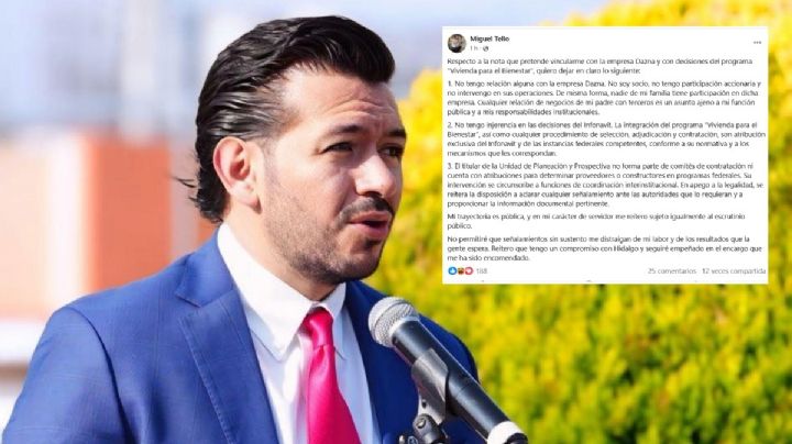 Miguel Tello responde a presunto vínculo con empresa contratista del Infonavit
