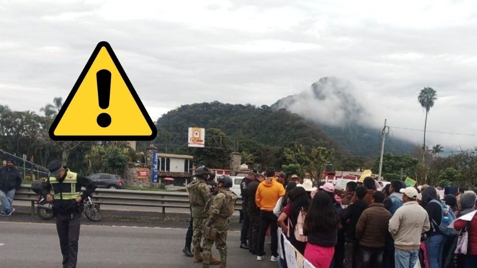 VIDEO: Cierre de autopista Orizaba-Puebla por docentes comunitarios; hay más de 5 km de vehículos