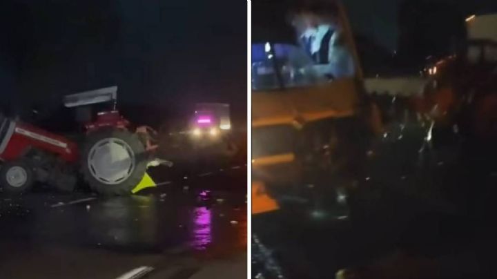 Cierran carretera Querétaro-Celaya tras choque de camión de personal con tractor