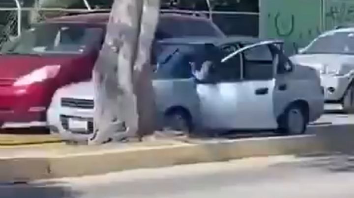 Video: colgada de su auto y a gritos, mujer intenta evitar que le roben su auto en Puebla