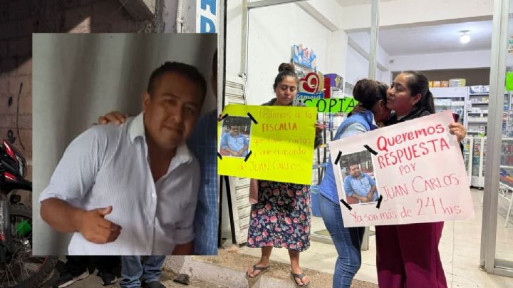 Desaparece Juan Carlos Martínez en Acayucan; su taxi aparece incendiado y familiares y abogados protestan