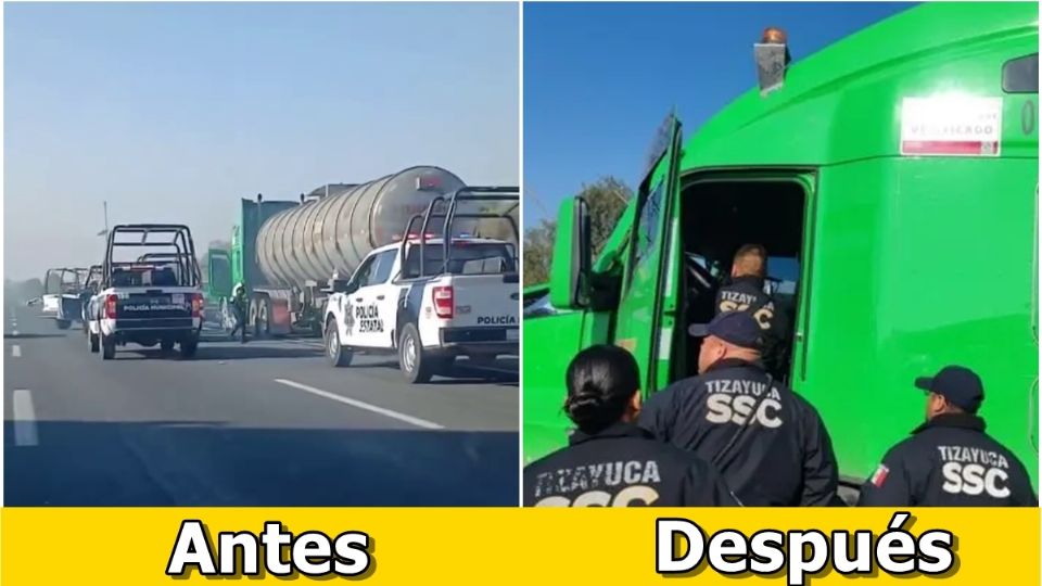 La persecución del tráiler acabó en el desvío de la México-Pachuca hacia el AIFA