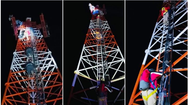 Ladrones suben a torre en Atitalaquia para robar equipo, tuvieron que ser rescatados