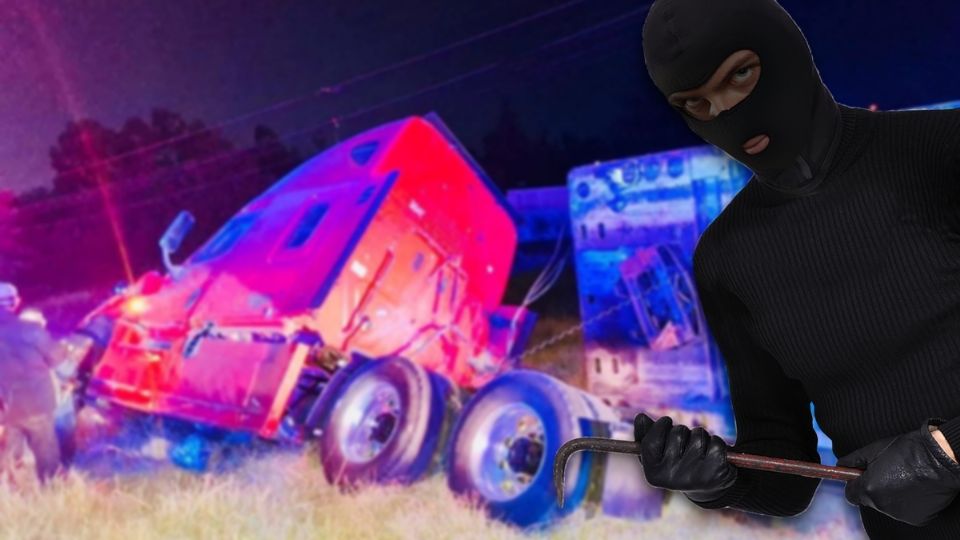 El chofer del tráiler, un probable ladrón, fue detenido en el lugar del accidente