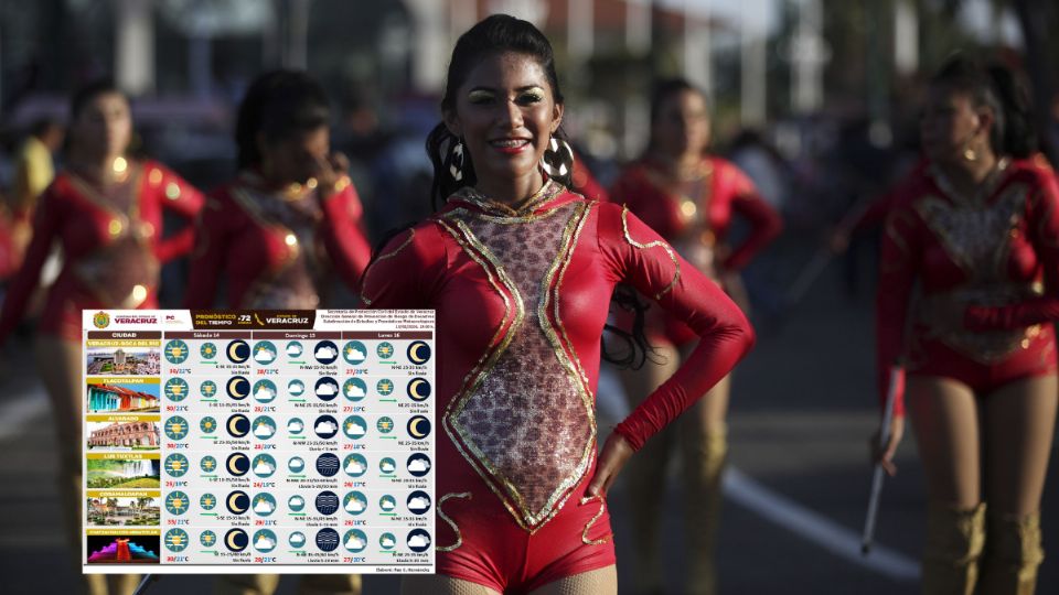 Durante el primer desfile de carros alegóricos del Carnaval de Veracruz 2026.