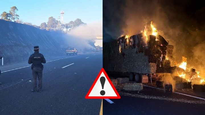 Cierre en autopista Perote-Banderilla suma más de 4 horas tras incendio de tráiler