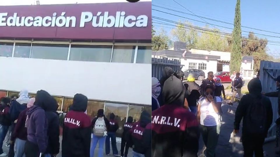 Normalistas ingresan a las instalaciones de Educación Pública en Hidalgo, ubicadas en Pachuca.