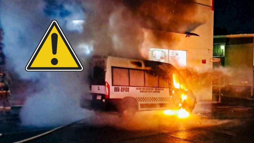 Queman patrulla de traslados de la SSP en San Andrés Tuxtla