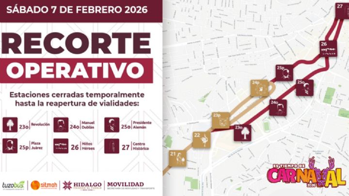 Carnaval 2026 en Pachuca modifica operación del Tuzobús y movilidad en el Centro Histórico