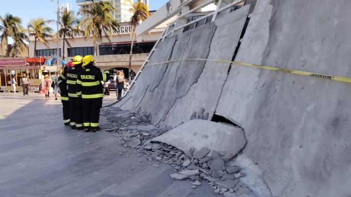 Colapsa parte del techo del nuevo Mercado de Artesanías en el Malecón de Veracruz