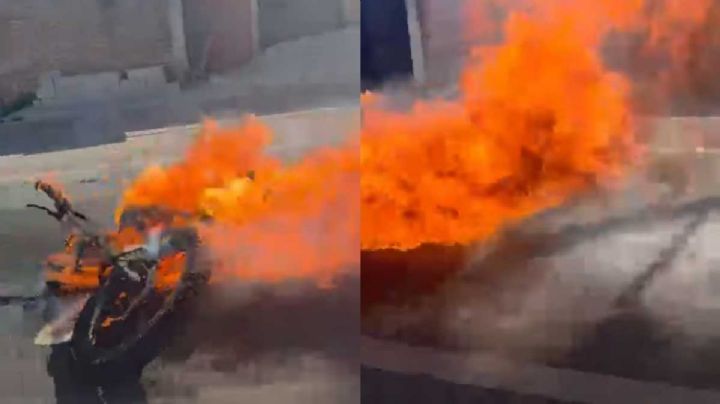 Moto termina incendiada al chocar con un taxi