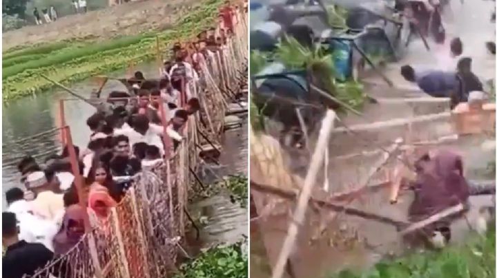 Video | Tragedia en Bangladesh: colapsa puente flotante durante celebración