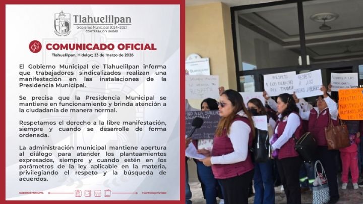 Tlahuelilpan bajo protesta: Sindicato del Ayuntamiento exige salario digno