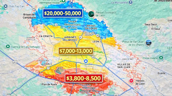 ¿Cuánto cuesta vivir en León? El mapa que revela los costos por zona
