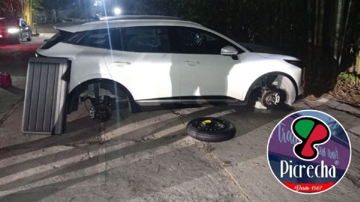 Picrecha Xalapa repone llantas al auto que se las robaron en su estacionamiento