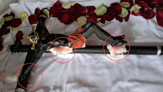 ¿Milagro en parroquia de Veracruz? Religiosos aseguran que a estatua de Cristo le "brotó sangre”