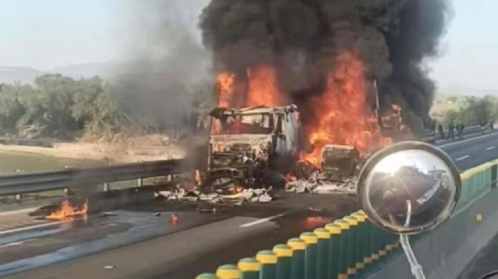 Tráiler calcinado cierra el Arco Norte y la México–Pachuca colapsa de nuevo