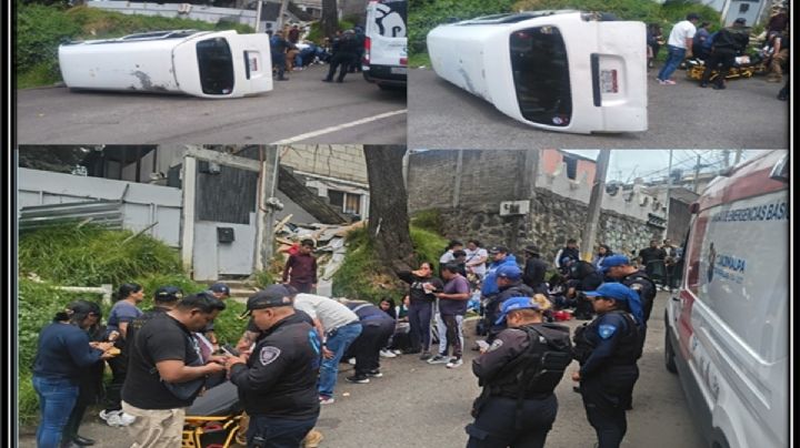 Vuelca camioneta en Cuajimalpa: 14 menores resultan lesionados