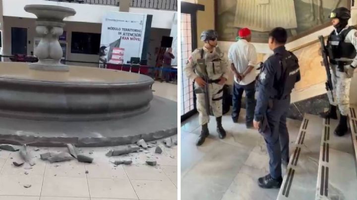 Hombre destroza fuente de alcaldía de Celaya porque “Dios me mandó acabar con la corrupción” | VIDEO