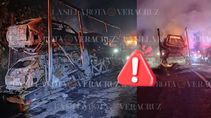 Accidente en autopista Puebla-Orizaba: incendio de "madrina" de autos causó cierre carretero