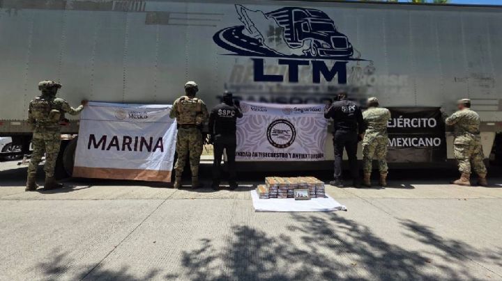 Decomisan más de 60 kilos de cocaína en tractocamión en Colima; hay 4 detenidos