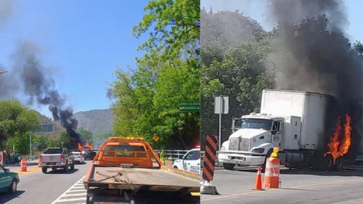 Se incendia camión en la Pachuca–Huejutla por falla mecánica