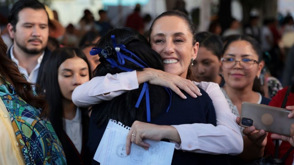 Claudia Sheinbaum, presidenta de México, durante el acto protocolario de la entrega de becas.
