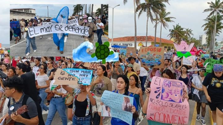 Marchan por derrame de hidrocarburo que afecta a costas de Veracruz