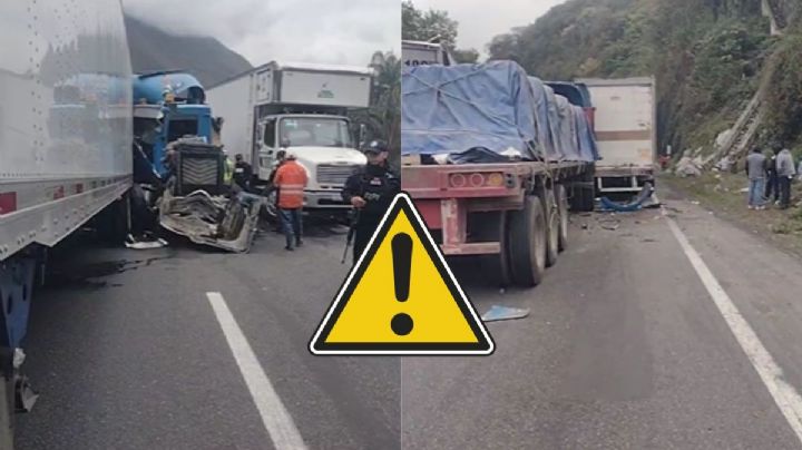 Autopista Puebla - Orizaba cerrada por choque múltiple entre tractocamiones hoy 8 de abril