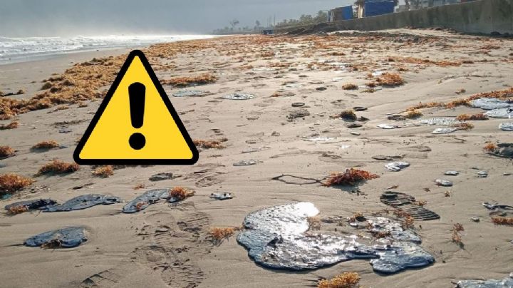 Playa de Coatzacoalcos amanece con manchas de hidrocarburo hoy 8 de abril