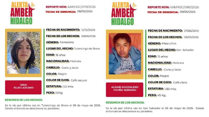 Emiten 10 alertas amber en Hidalgo en mayo; localizan a tres menores de edad