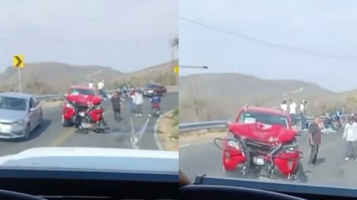 ¡Otra vez! motociclistas invaden carril y chocan camioneta en Sierra de Lobos