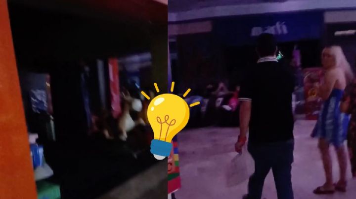 Apagón deja sin luz a Plaza Américas de Boca del Río, hoy domingo 10 de mayo