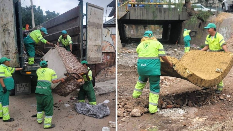 Personal del SIAP León retiró de algunos cauces basura y hasta muebles.