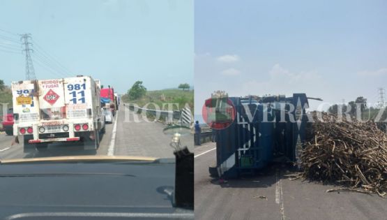 Cierre de la autopista Córdoba-Veracruz; vuelca tráiler en Amatlán de los Reyes
