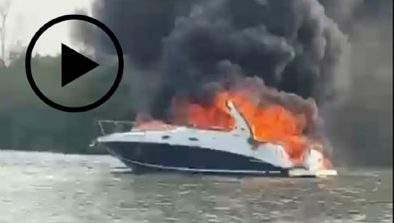 VIDEO: Se incendia yate en El Estero, Alvarado hoy 16 de mayo; esto se sabe