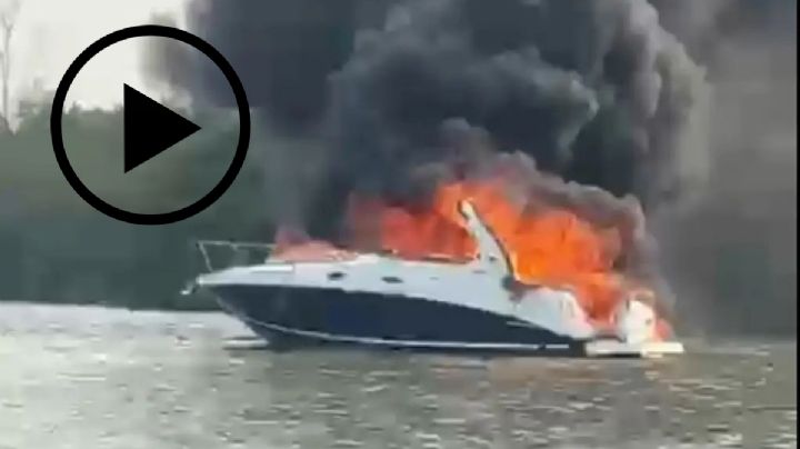 VIDEO: Se incendia yate en El Estero, Alvarado hoy 16 de mayo; esto se sabe